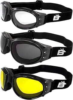 Birdz Three (3) Pairs Eagle Padded Motorcycle Goggles Airsof