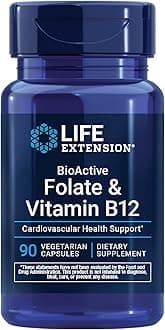 BioActive Folate & Vitamin B12, Promotes Heart, Brain & GI Tract Health, Non-GMO, Gluten-Free, Vegetarian, 90 Capsules