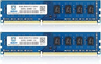 Motoeagle 16GB (2X8GB) PC3-12800U DDR3-1600 UDIMM RAM 2Rx8 DIMM DDR3 8GB 1600MHz PC3 12800 SDRAM 240-Pin 1.5v CL11 Non-ECC Desktop PC Memory Kit