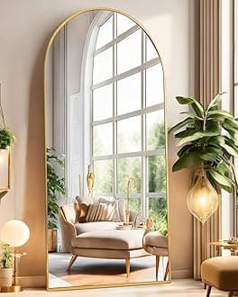 Arched Full Length Mirror, Floor Mirror with Stand, 71"x26" Large Wall Mirror Full Length, Body Floor Mirror, Wall Mounted for Bedroom, Gold