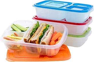 Easylunchboxes 3-Compartment Bento Lunch Box Containers "Classic" (Set Of 4).
