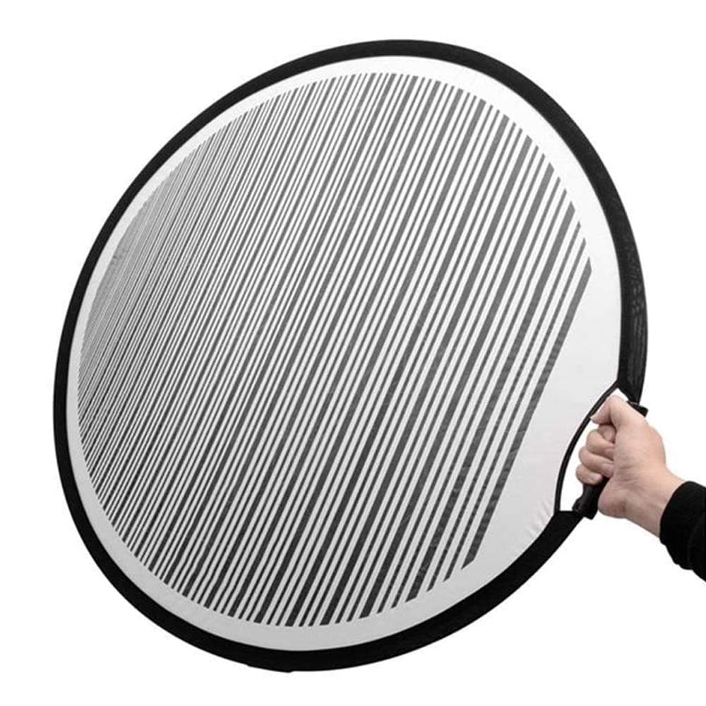 hjj 80cm Circular Striped Flexible Foldable PDR Lined Light Reflector Board Dent Panel, for Dent Repair of Car Vehicle Door Scratch and Hail Damages