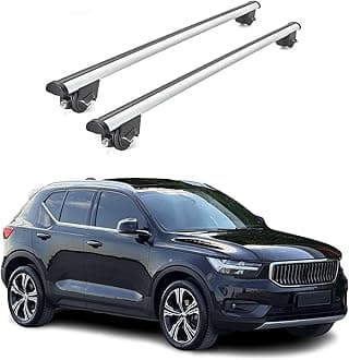 OMAC Roof Rack Cross Bars for Volvo XC40 2019-2026 Heavy Duty 220Lbs Aluminium Silver 2Pcs fits Cargo Carriers Kayak Canoe Bike Snowboard