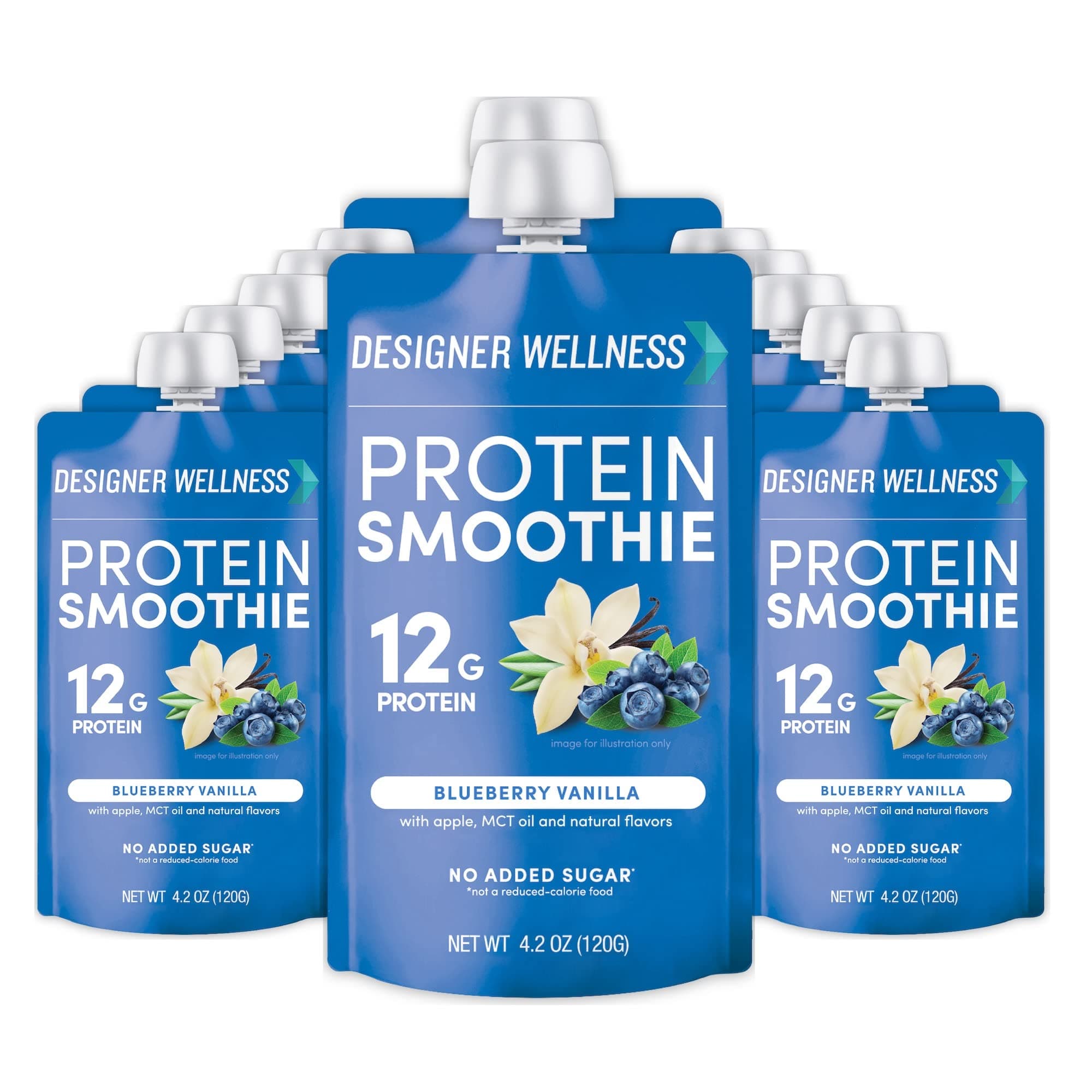 Protein Smoothie, Real Fruit, 12g Protein, Low Carb, Zero Added Sugar, Gluten-Free, Non-GMO, No Artificial Colors or Flavors, Blueberry Vanilla, 12 Count
