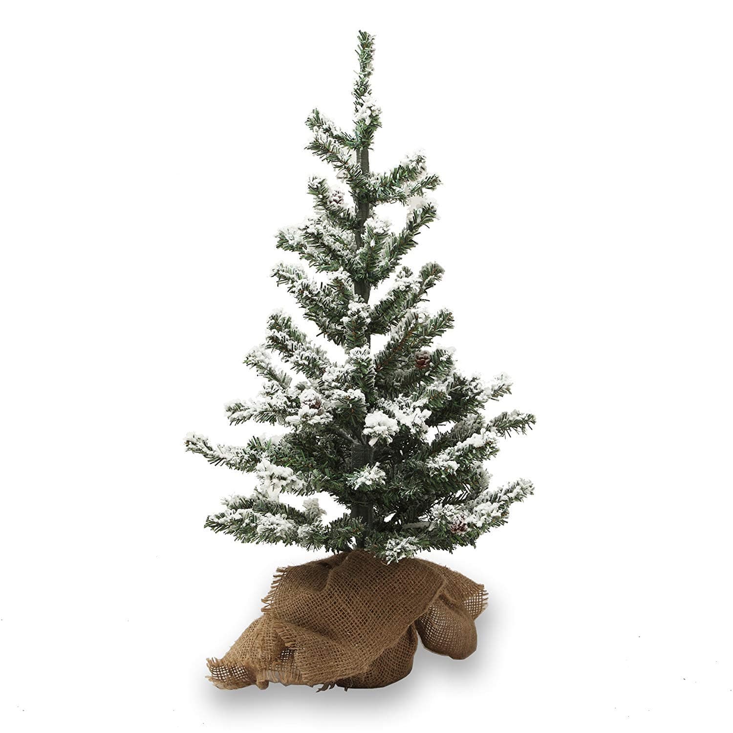 VGIA 22 Inch Small Artificial Christmas Tree Snow Tree with Wood Stand Flocked Snow
