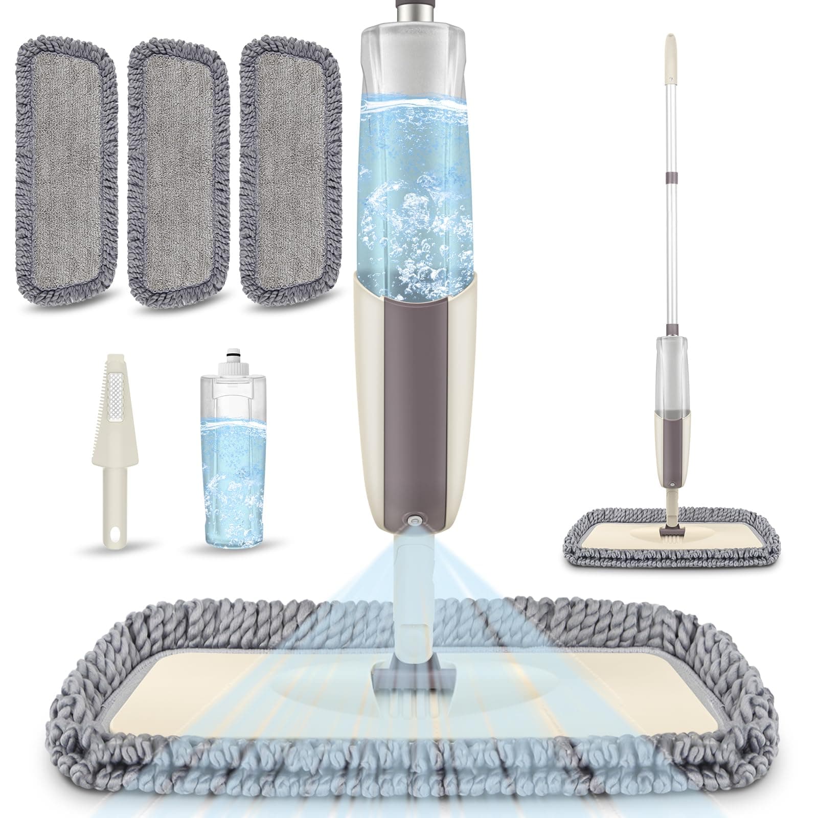 Spray Mops For Cleaning Floors - MEXERRIS Floor Mop with 3 Reusable Pads 1 Refillable Bottle - Wet Dry Mop Dust Mops For Laminate Wood Tiles For Hardwood Floors Cleaning - Home Commercial Mop