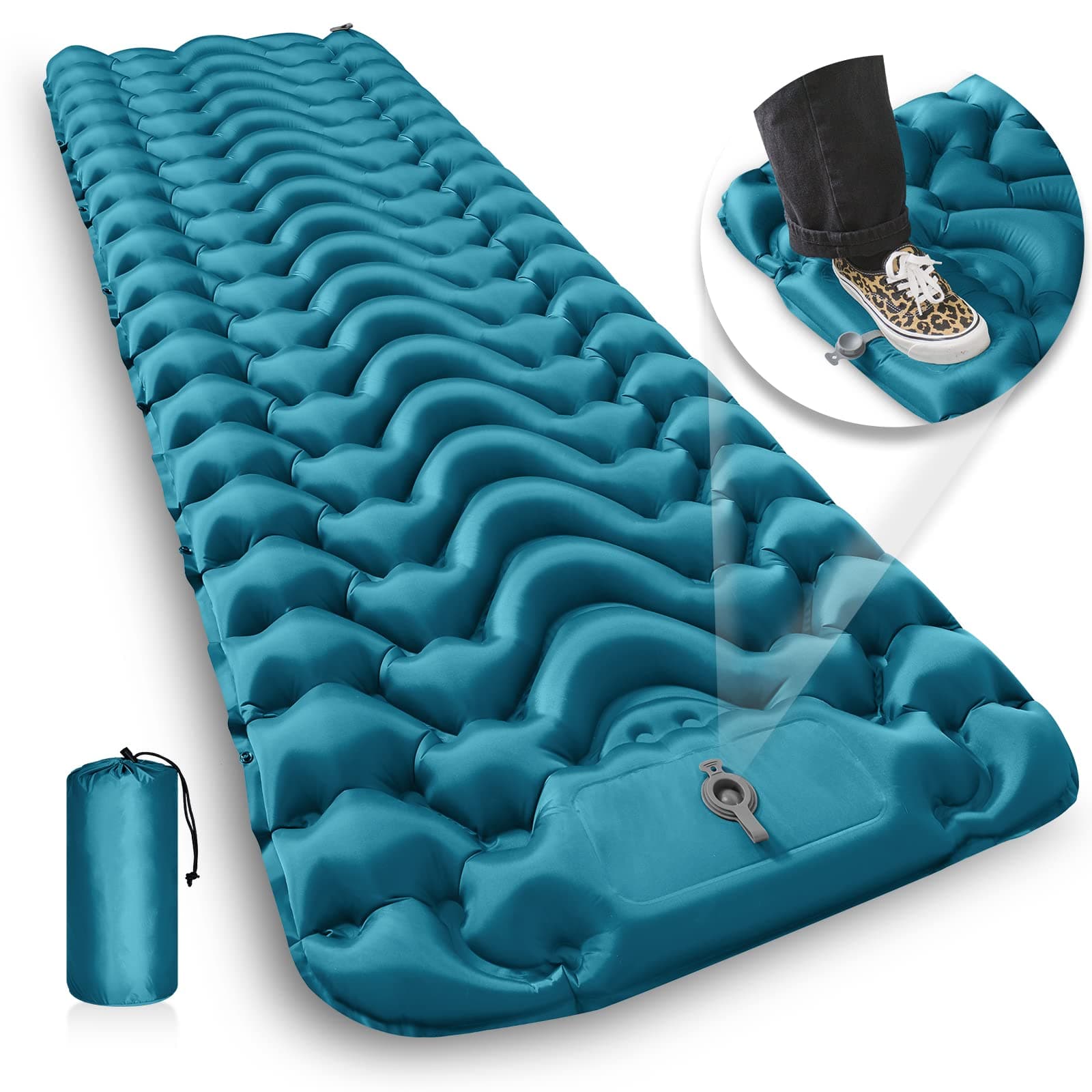 Sleeping Pad for Camping, MEETPEAK Extra Thickness 3.2 inch Inflatable Camping Sleeping Mat Built-in Pump, Sleep Comfort Camping Air Mattress for Backpacking, Hiking, Traveling, Compact & Lightweight