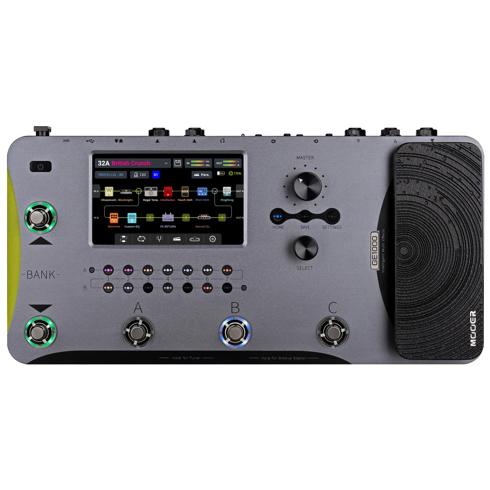 - MOOER GE1000 Guitar Multieffects Pedal Processor WIth 5" Touch Screen, 300+ Effects, AI Equalization Third-brand IRs, Stereo Sound, Surport Wireless Footswitch XLR, MIDI Port, APP Cloud