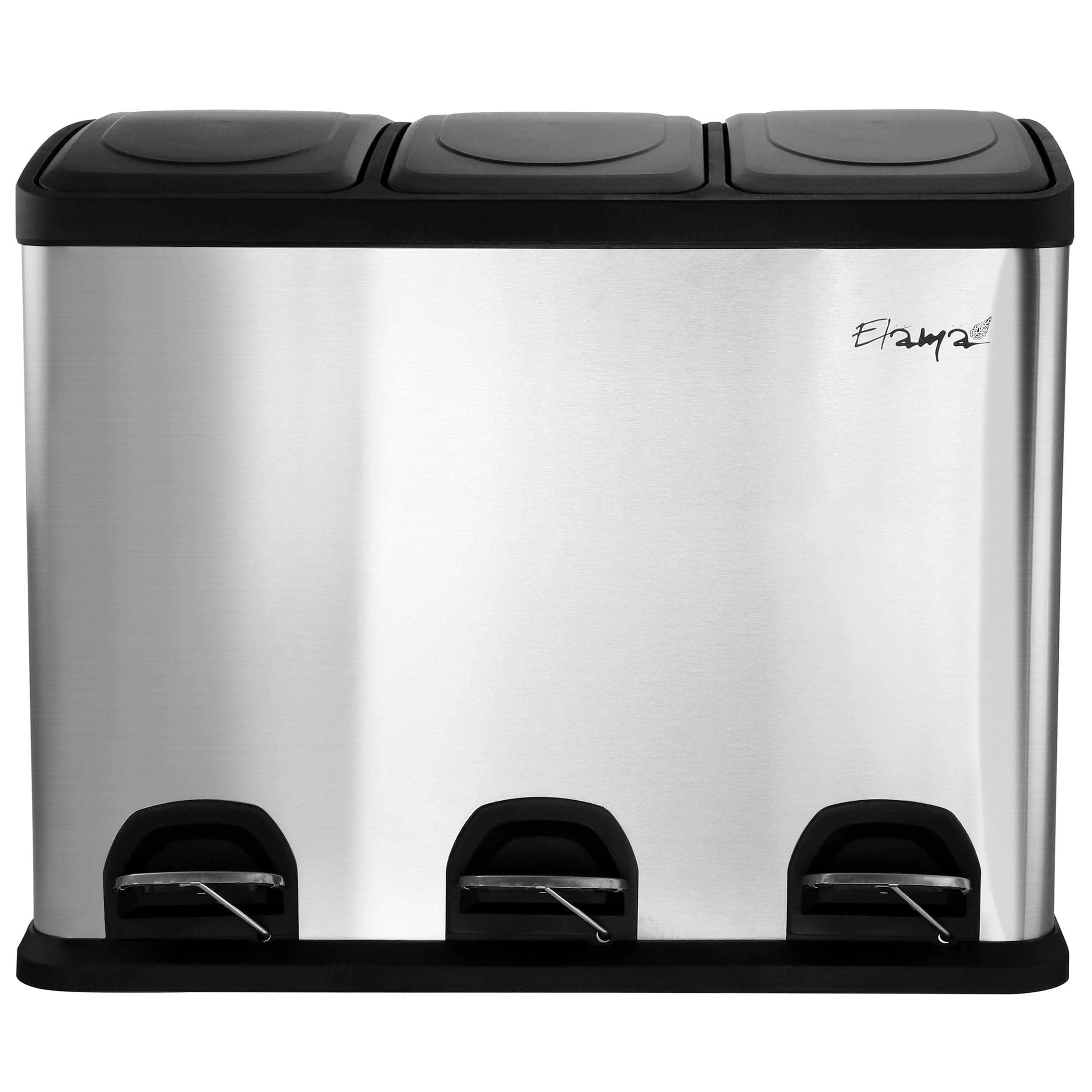 Elama 3 Section 15 Liter/4 Gallon Each Section Trash and Recycling Step Bin