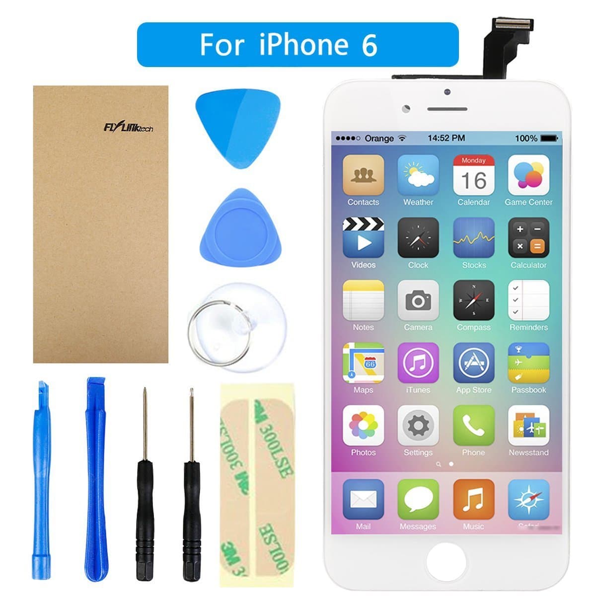 Flylinktech for iPhone 6 LCD Display Touch Screen Digitizer Assembly Screen Replacement with Tools for iPhone 6 White