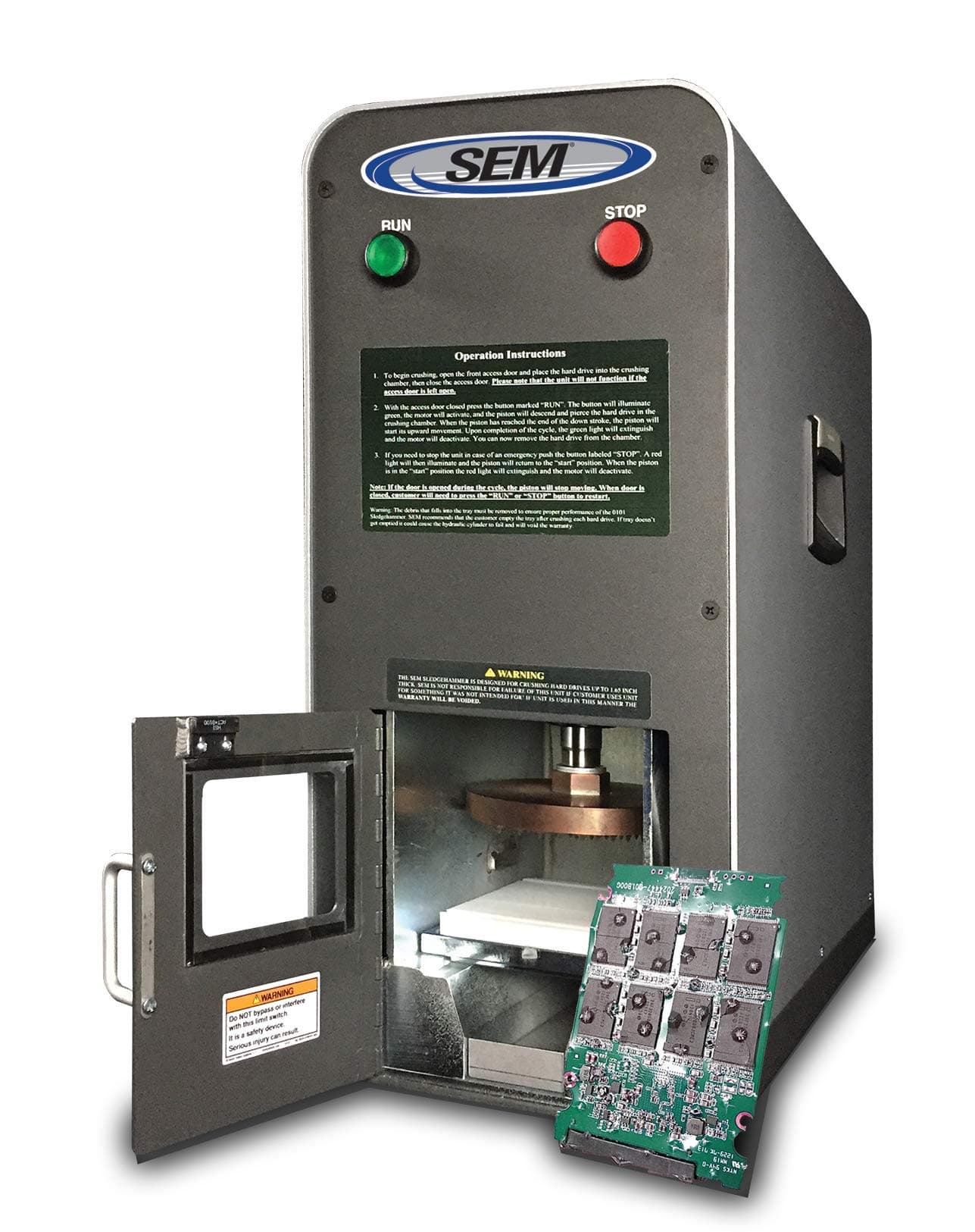 SEM Model 0101 with SSD Kit for HDD and SSD Destruction