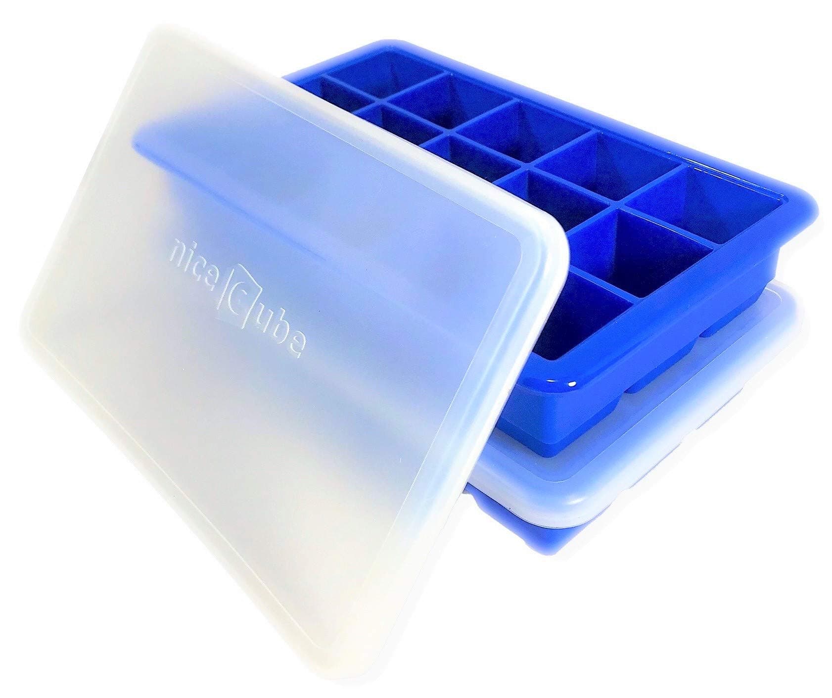 niceCube Silicone Ice Cube Trays with Lids (2 Pack) Easy Release Stackable Ice Trays, BPA-Free