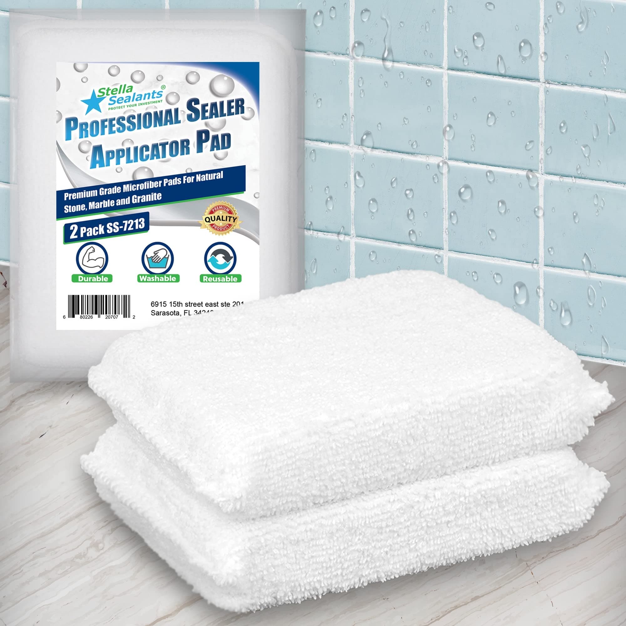 Professional Sealer Applicator (2 Pack) - Sturdy Microfiber Pad for Sealing Marble Granite Stone and Grout