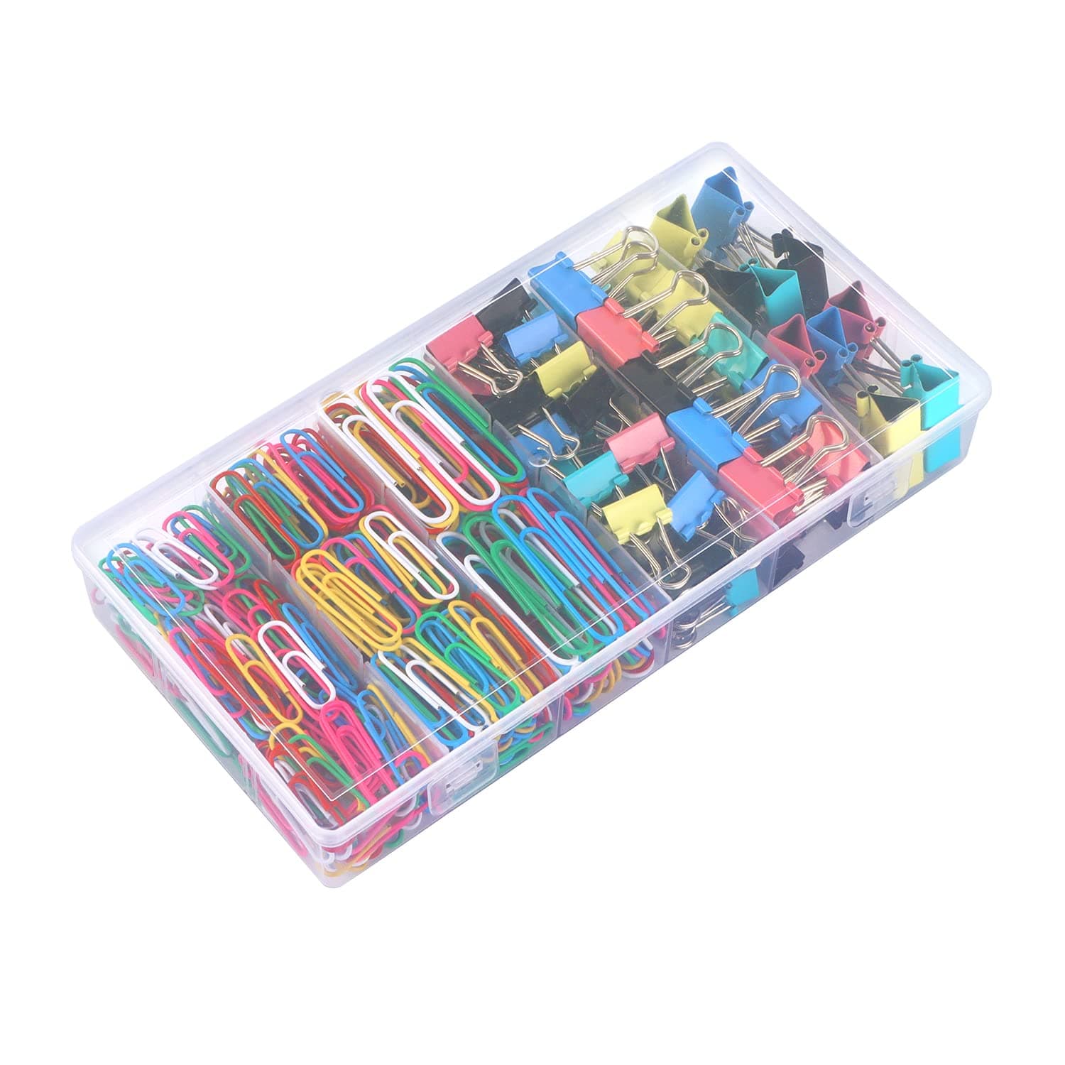 Paper Clips Binder Clips, 400 Pcs Colored Office Clips Set, Assorted Sizes Colored Paper Clips and Binder Clips Set Great for Document Organizing