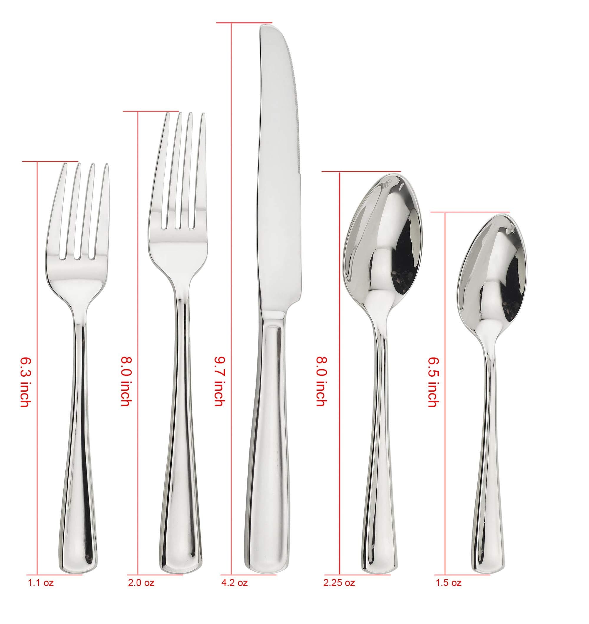 Flatware Set 18/10, 20-Piece Service for 4, Silverware Set Cutlery, Stainless Steel (Silver Color)