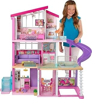 Barbie Dreamhouse Dollhouse With Pool, Slide And Wheelchair Accessible Elevator, Gift For 3 To 7 Year Olds Gnh53, Multicolour