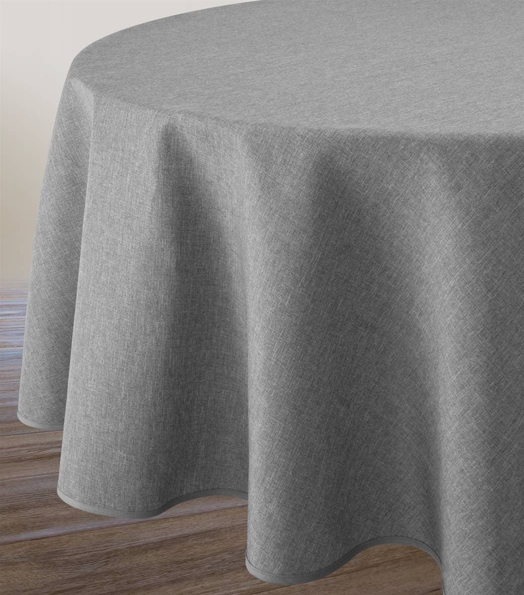 Plain Tablecloth - Anti-Stain grey - size : Round 70 inches