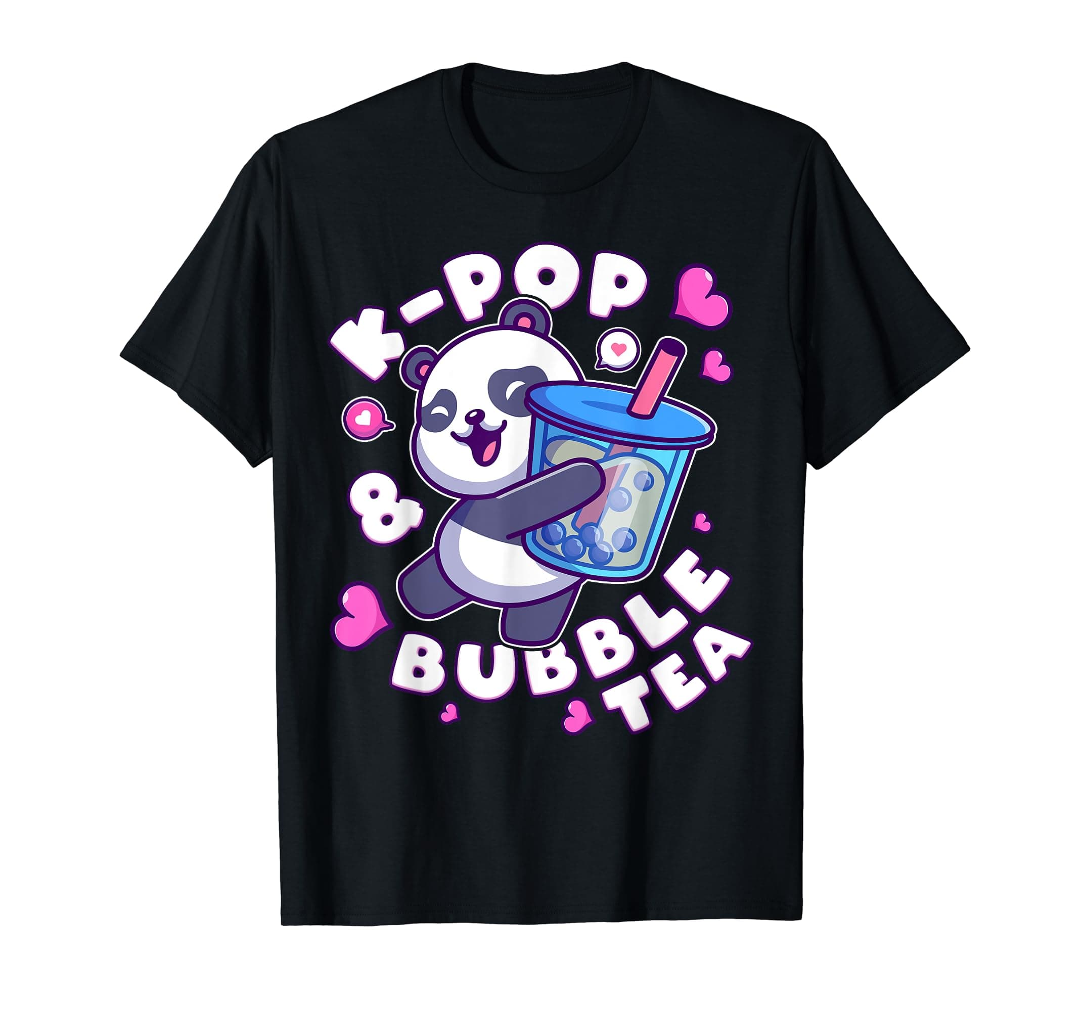Korean Pop Music Design by Content Design StudioPanda, K-Pop & Bubble Tea, Korean Music, Cute Playful T-Shirt
