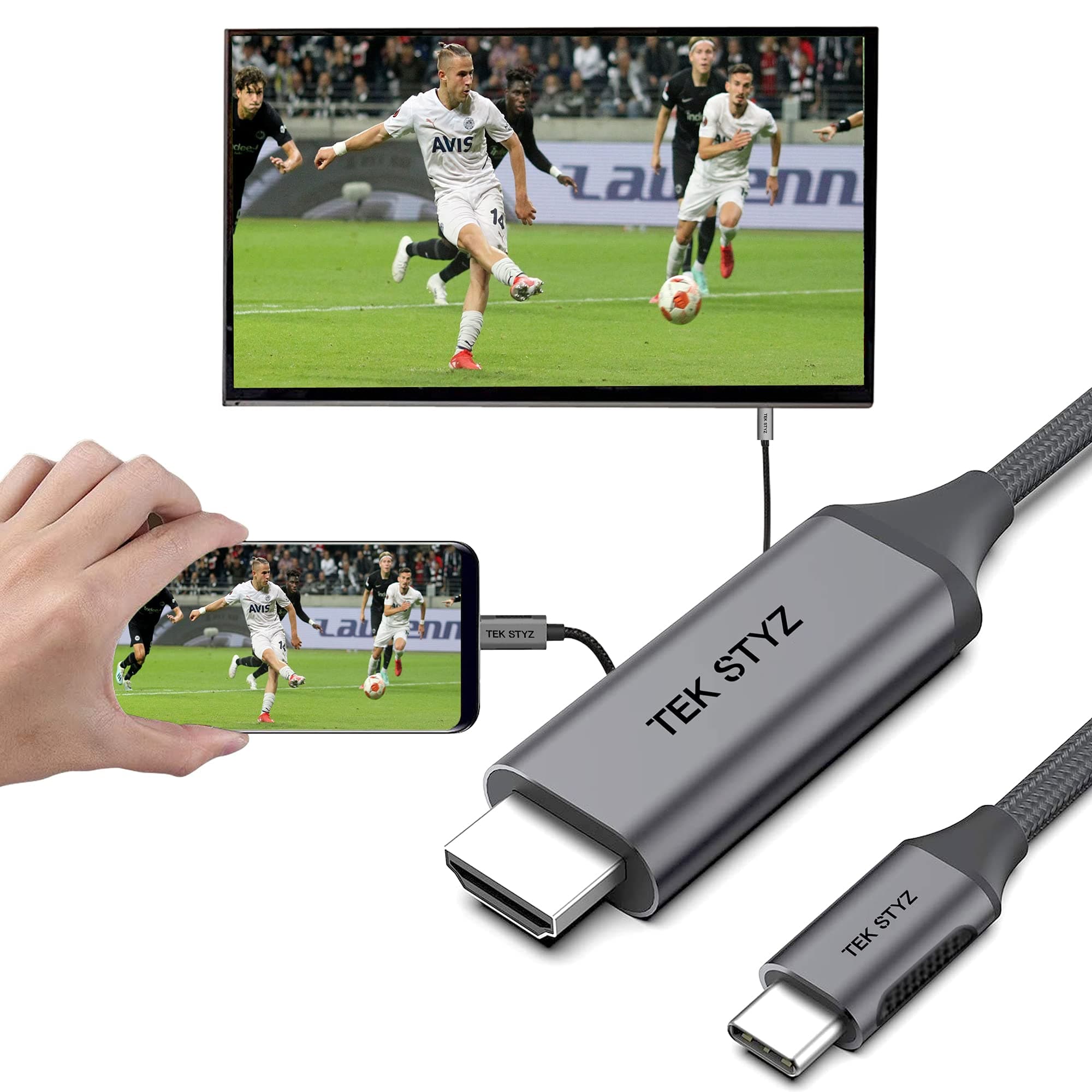 Tek Styz6FT USB-C to HDMI Cable (4K/60Hz) Thunderbolt 3 Compatible with New Samsung Galaxy,Notes Series,iPads,MacBook Pro,Chromebook and Many More Devices