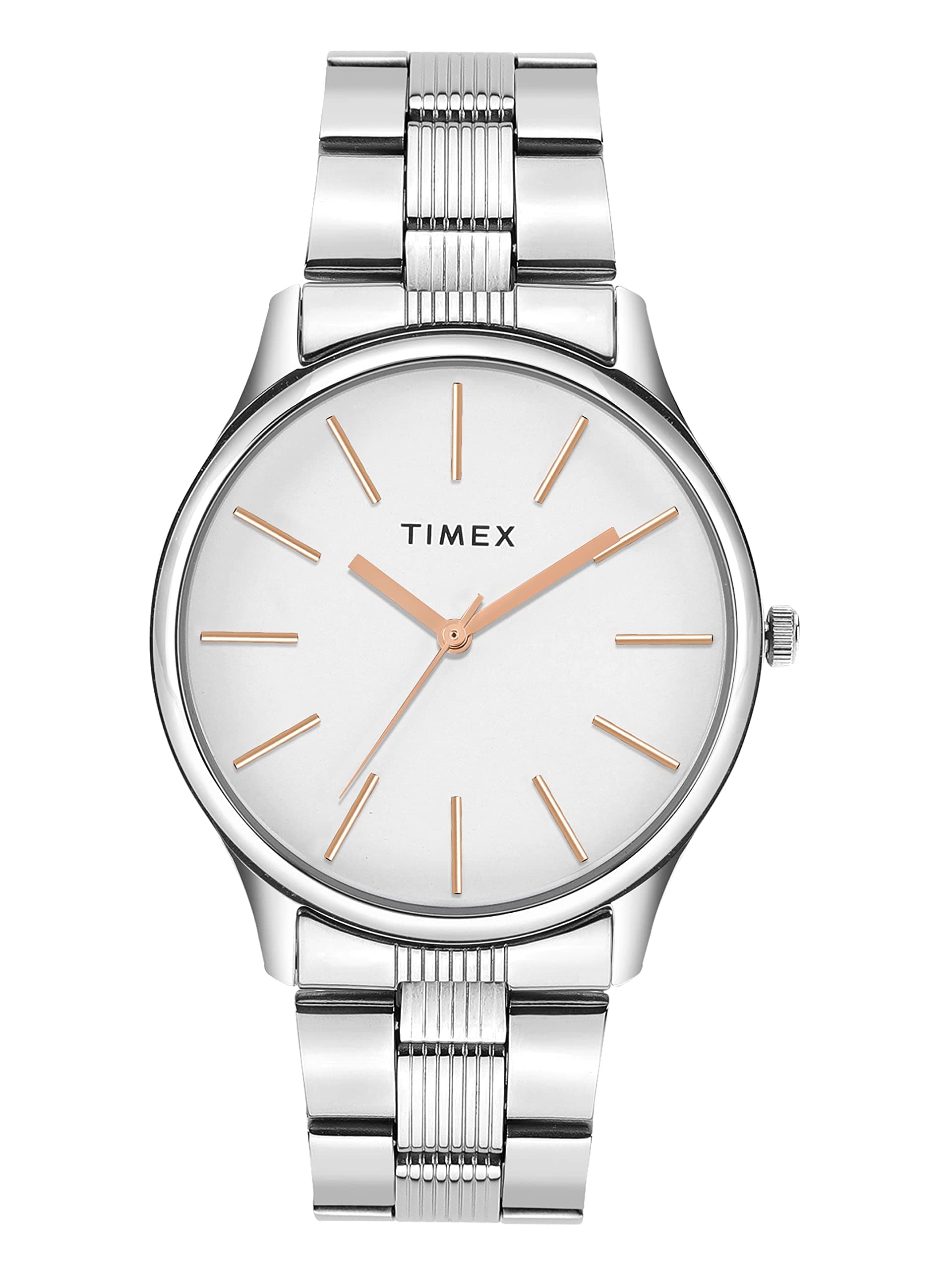 TIMEX 3針メンズアナログクォーツ腕時計。, ステンレススチールホワイト。, クラシック