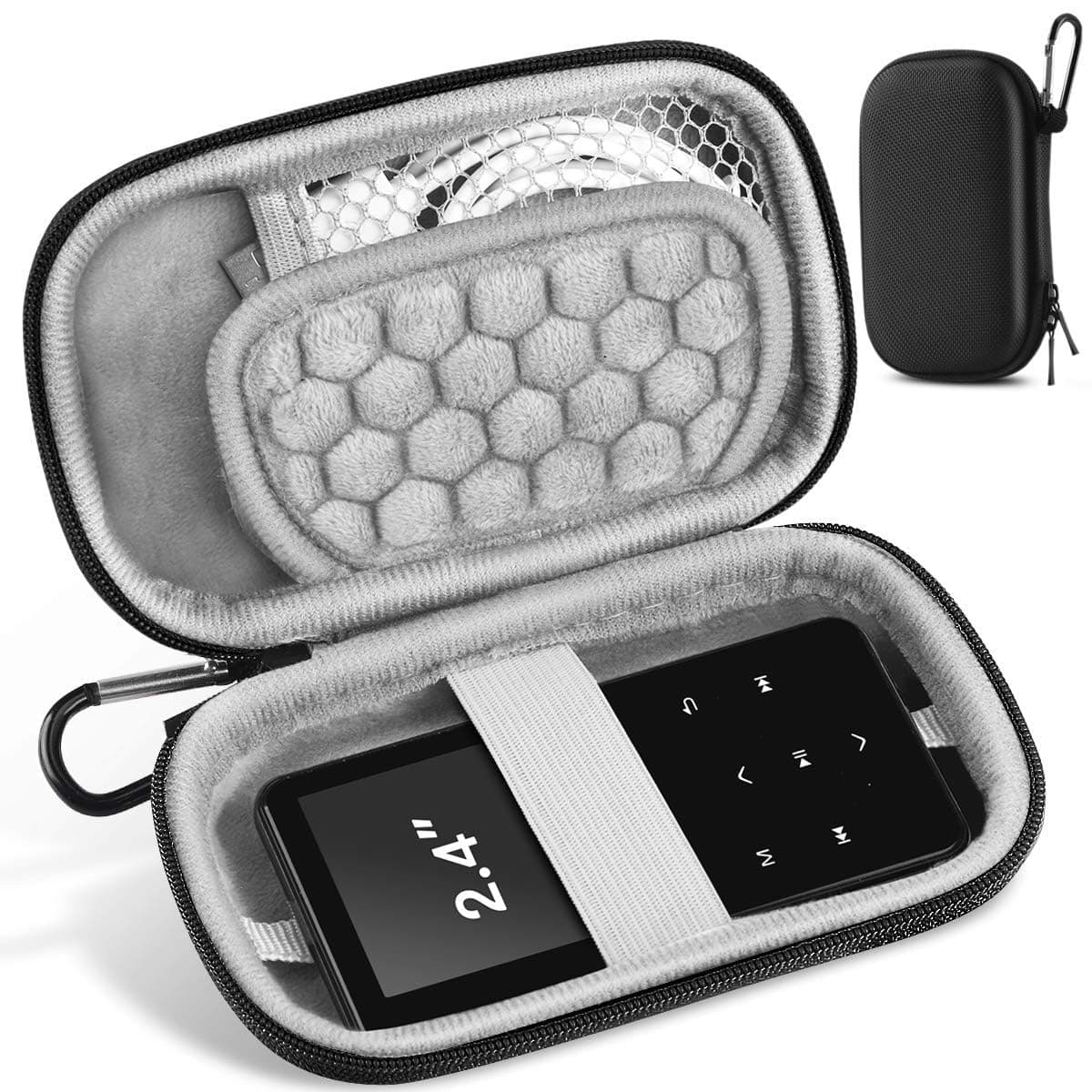 AGPTEK MP3 MP4 Player Case for 2.4 inch MP3 Player, for AiMoonsa/for Picxiul/for YOTON/for AGPTEK/for Aiandcc/for Dyzeryk and Other MP3 Players Under 2.4 inch, Portable Case with Metal Carabiner Clip