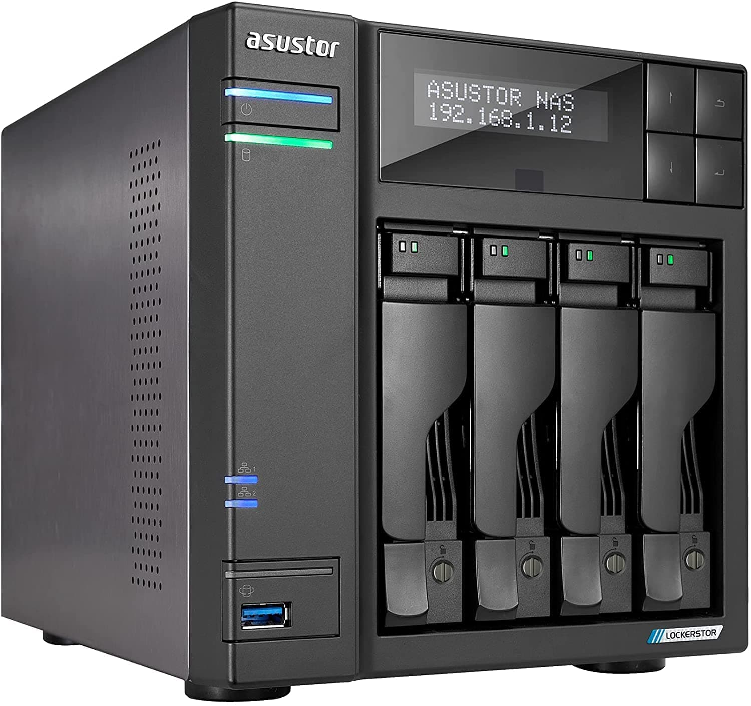 Asustor Lockerstor 4 Gen 2 AS6704T | 4 Bay NAS, Quad Core 2.0GHz CPU, 4 M.2 PCIe 3.0 SSD Slots, 2 2.5GbE Ports, 4GB RAM DDR4, Network Attached Storage (Diskless)