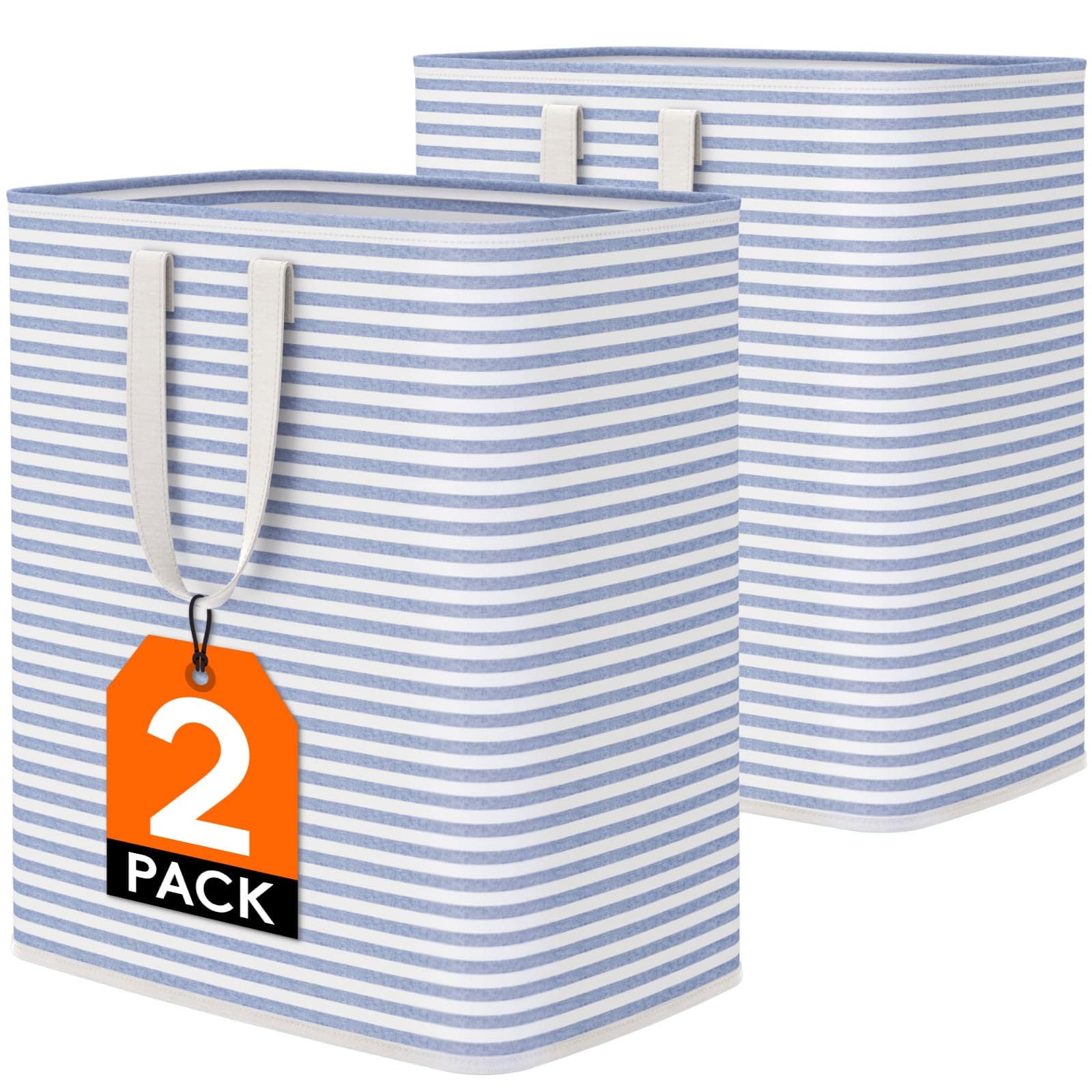 Lifewit 2 Pack Laundry Hamper Large Collapsible Laundry Baskets, Freestanding Waterproof Clothes Hamper with Easy Carry Handles in Laundry Room Bedroom Bathroom College Dorm, Grey, Blue, 2 x 100L