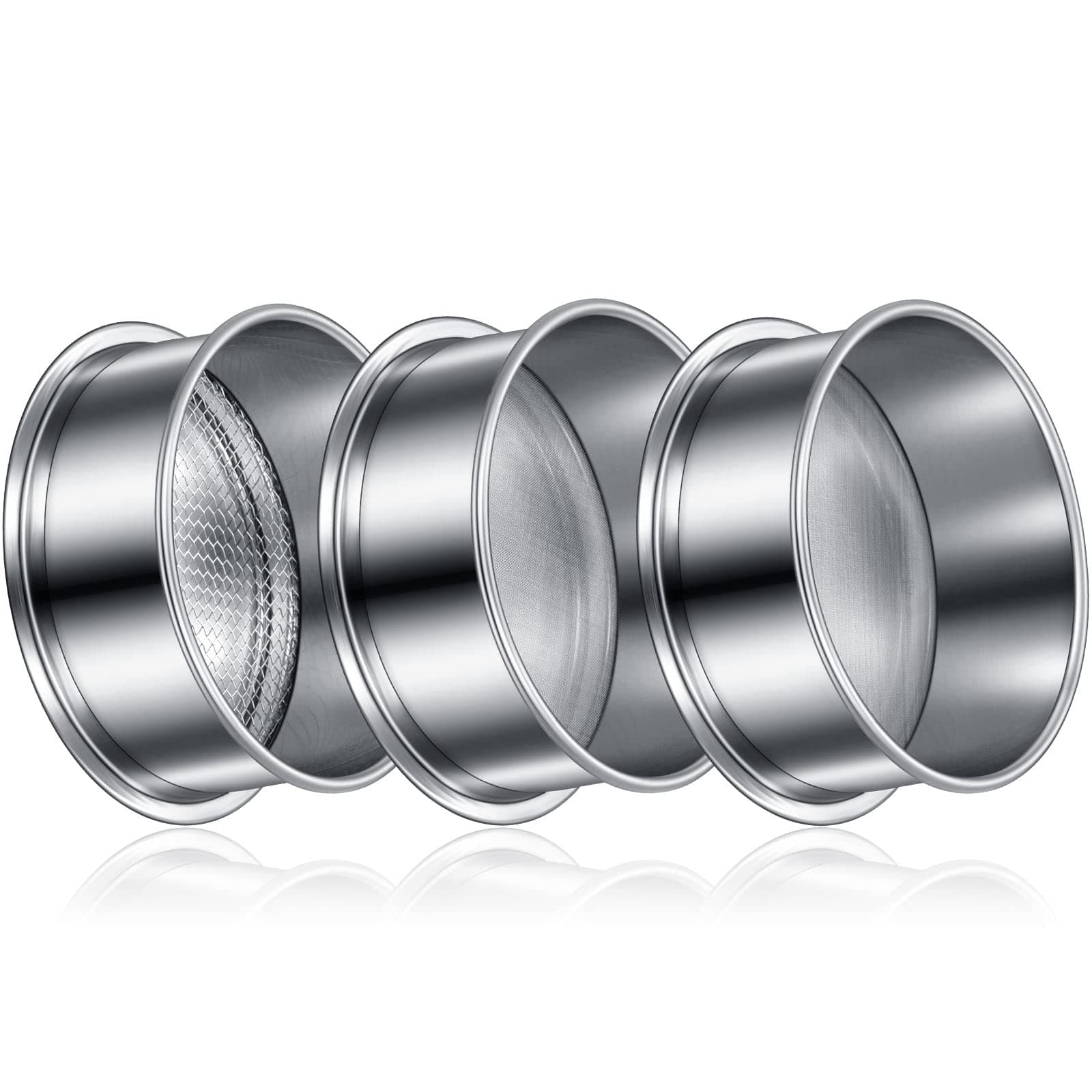 3 Pcs 304 Stainless Lab Sieves, 200 Mesh (0.074 Mm), 80 Mesh (0.18 Mm), 10 Mesh (2 Mm) Aperture Test Sieve, 4 Inch Diameter Economy Test Sieve with Labels for Industrial Laboratory