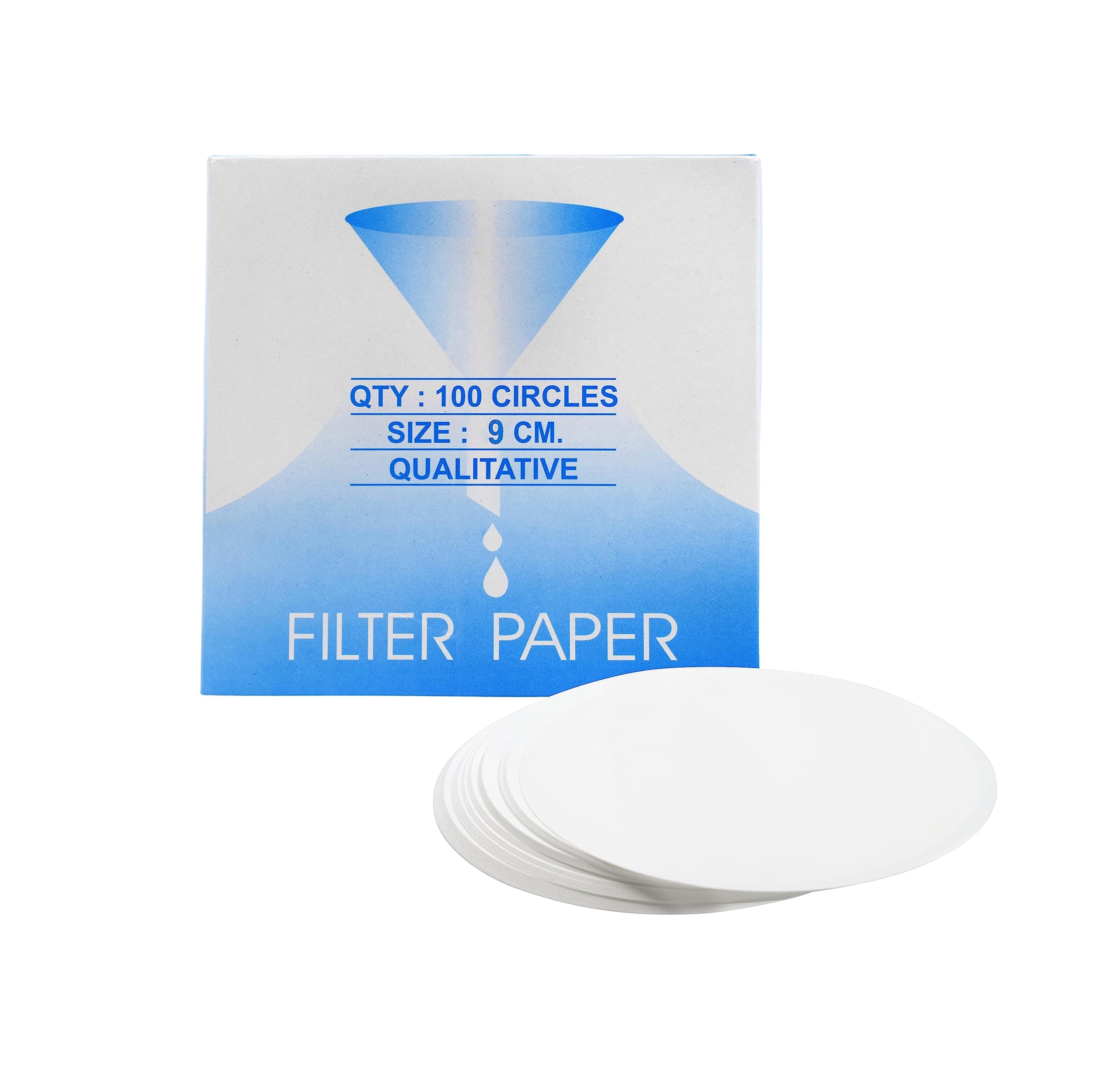 Eisco Labs Premium Qualitative Filter Paper - 9cm Dia. | 10 Micron Particle Retention | Pack of 100 | Medium Filtration Speed - 85gsm | Suitable for Scientific Experiments and More