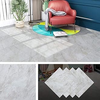 Livelynine Peel And Stick Floor Tile 12X12 Inch Concrete Grey Vinyl Flooring Peel And Stick On Tile Waterproof Flooring Tile Stickers For Bedroom Kitchen Bathroom Wall Backsplash Self Adhesive, 4 Pack
