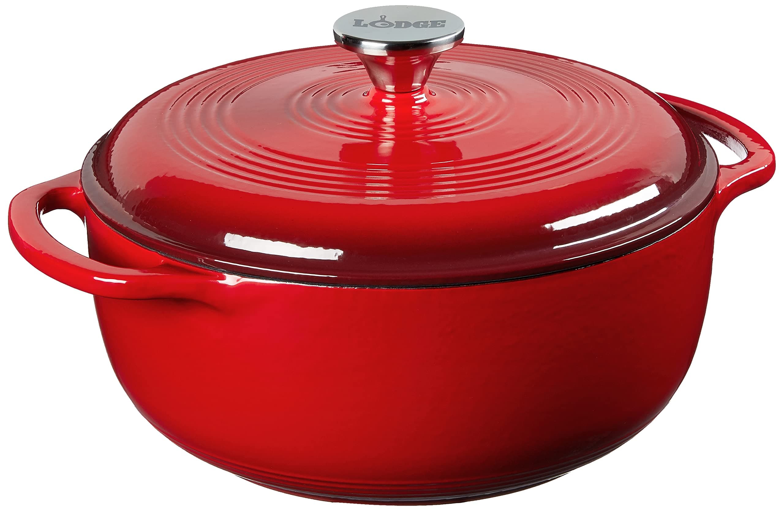 4.5 Quart Enameled Cast Iron Dutch Oven with Lid – Dual Handles – Oven Safe up to 500° F or on Stovetop - Use to Marinate, Cook, Bake, Refrigerate and Serve – Island Spice Red
