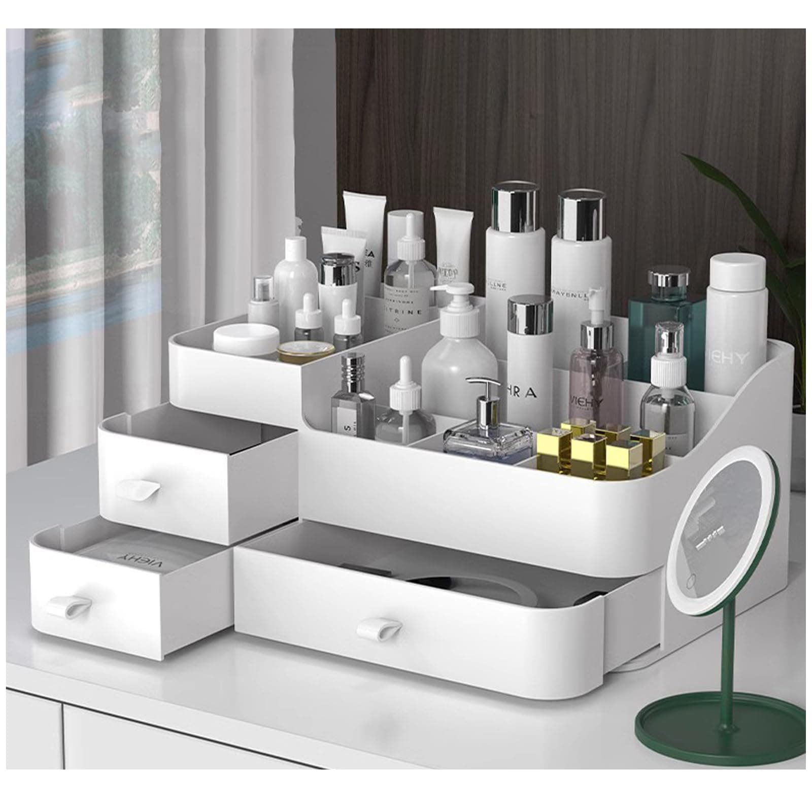 Makeup Organizer and Storage, Large Capacity Plastic Drawers Organizer with Drawers, Skin Care Organizer Jewelry, Brushes,Lipsticks, Nail Polish, cosmetics organizer for vanity, bathroom countertop