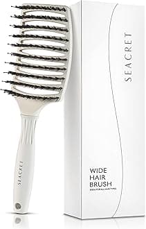 Minerals Pro Styling Hair Brush, Ergonomic Detangling Boar Bristle Paddle Brush for Women, Men, and Kids, Curly and All Hair Types