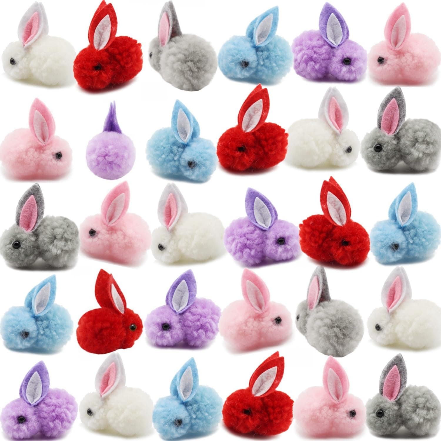 30 Pcs Mini Plush Easter Bunny Animals, Miniature Stuffed Rabbit, Soft Tiny Stuffed Animals Easter Bunnies Plush Rabbit for Easter Basket Stuffers, DIY Hair Clips (30)