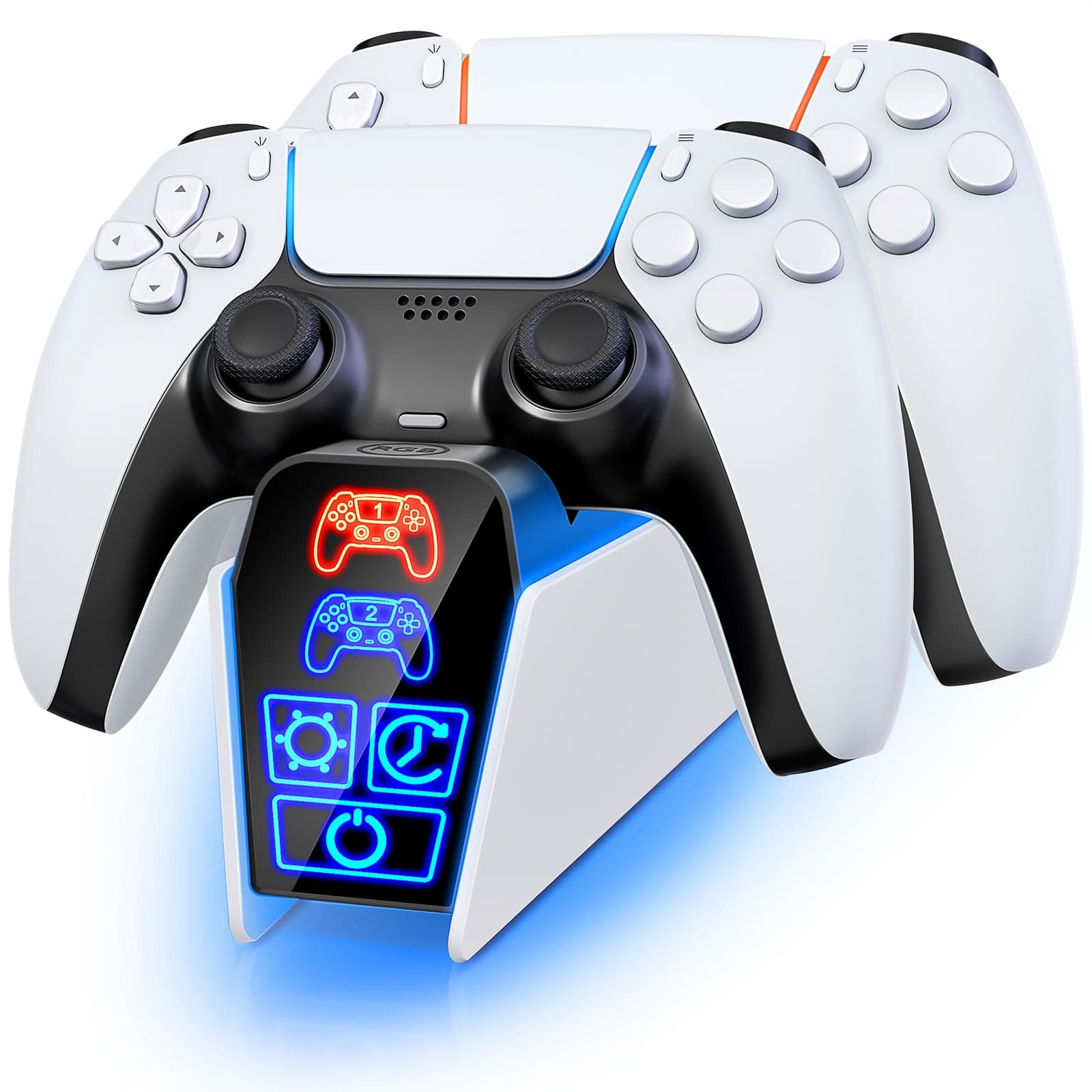 PS5 Charging Station, PS5 Controller Charging Dock with Timer Function and Smart Touch Control, Fast Charging PS5 Controller Charger Station with Type-C Cable, PS5 Accessories for Gamer