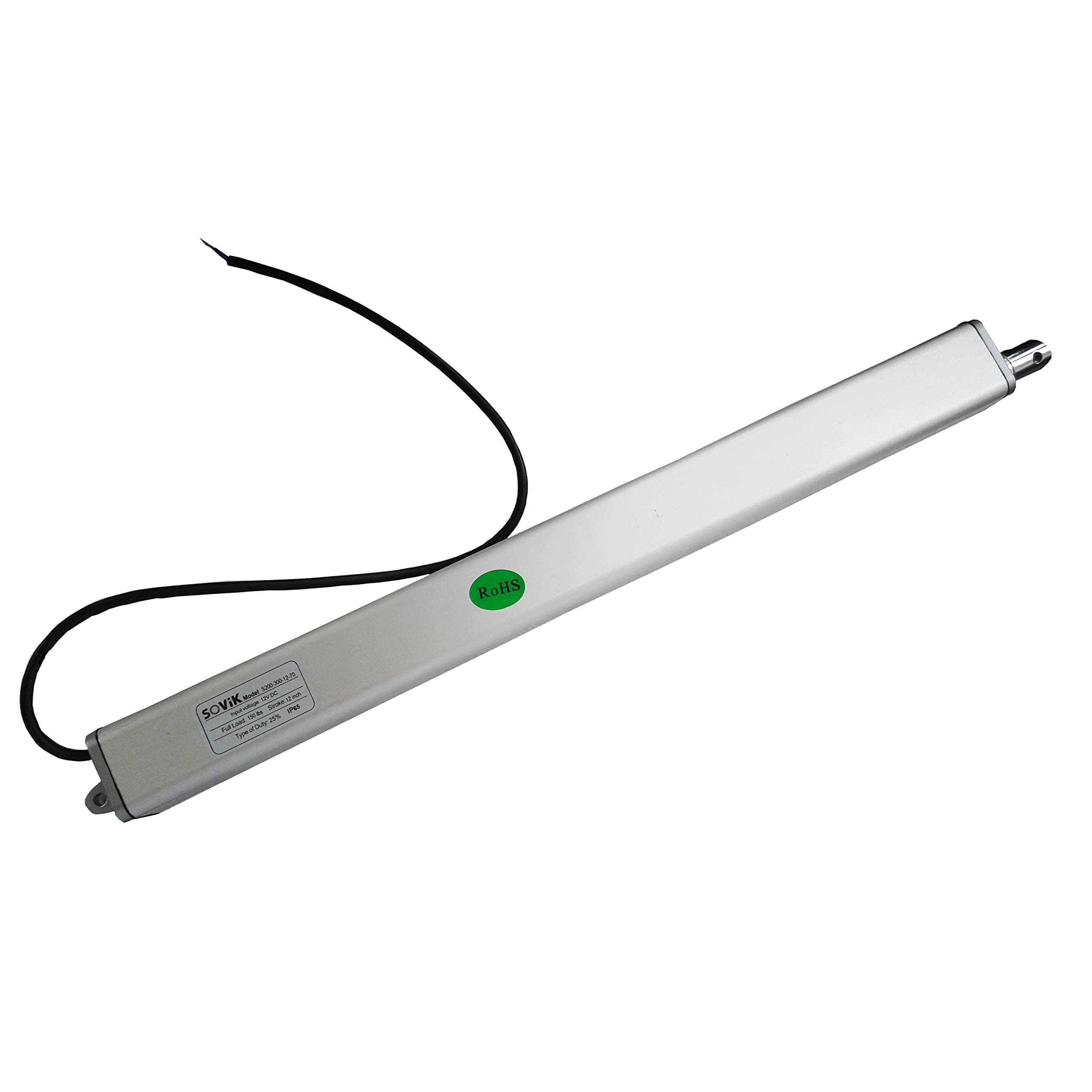 SOViK 12V DC 12 inch Stroke Linear Actuator Electric Cylinder with Mounting Brackets Max Force 80 pounds High Speed 1" per sec Square Tube 7/4"(W) x7/4"(H) (Slotted Shaft End)