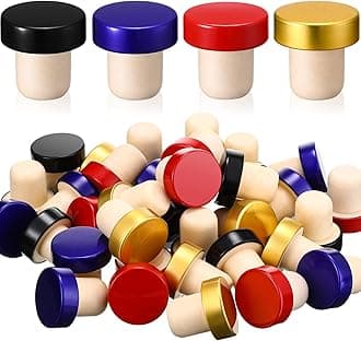 Yookeer T-shaped Stopper Cork Wine Bottle Stoppers Reusable Wine Sealing Plug for Beer Bottles DIY Craft(Red, Blue, Black, Gold,36 Pieces)
