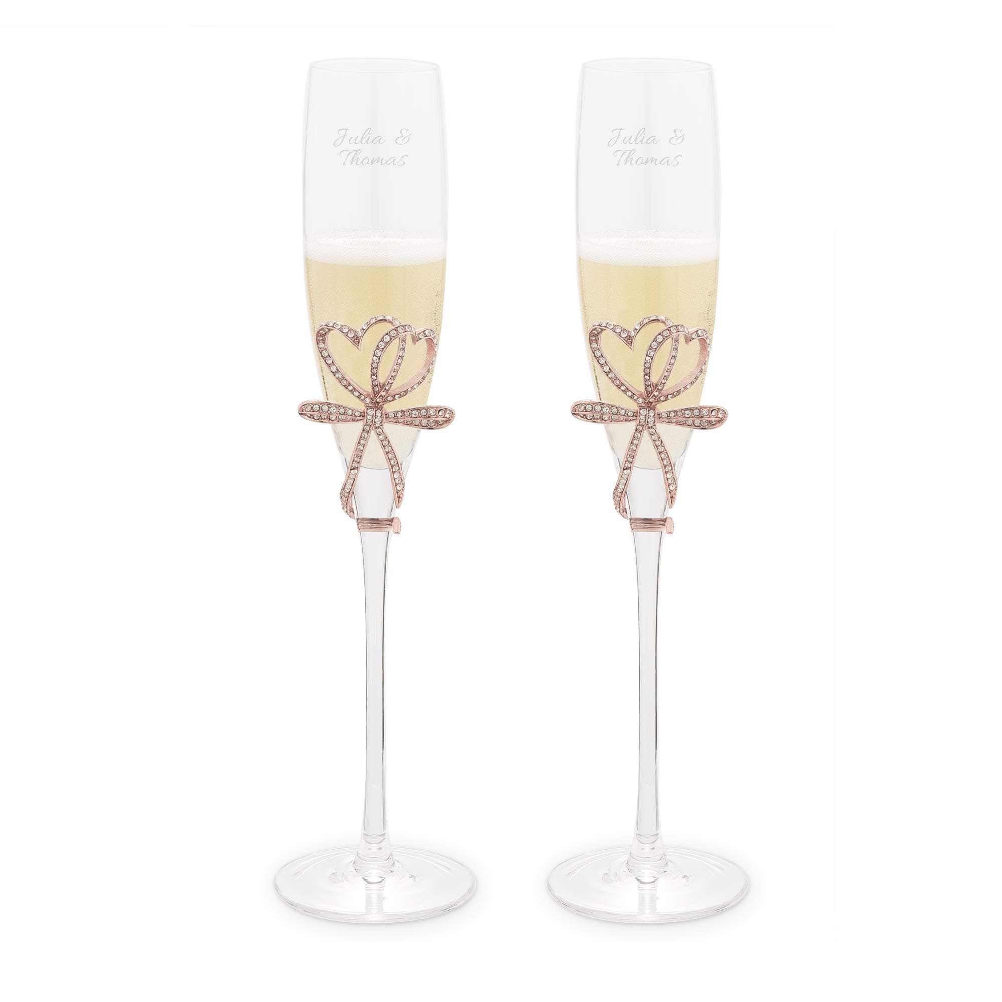THINGS REMEMBERED 6 OZ. Blush Bow Toasting Flute Set (Free Customization)