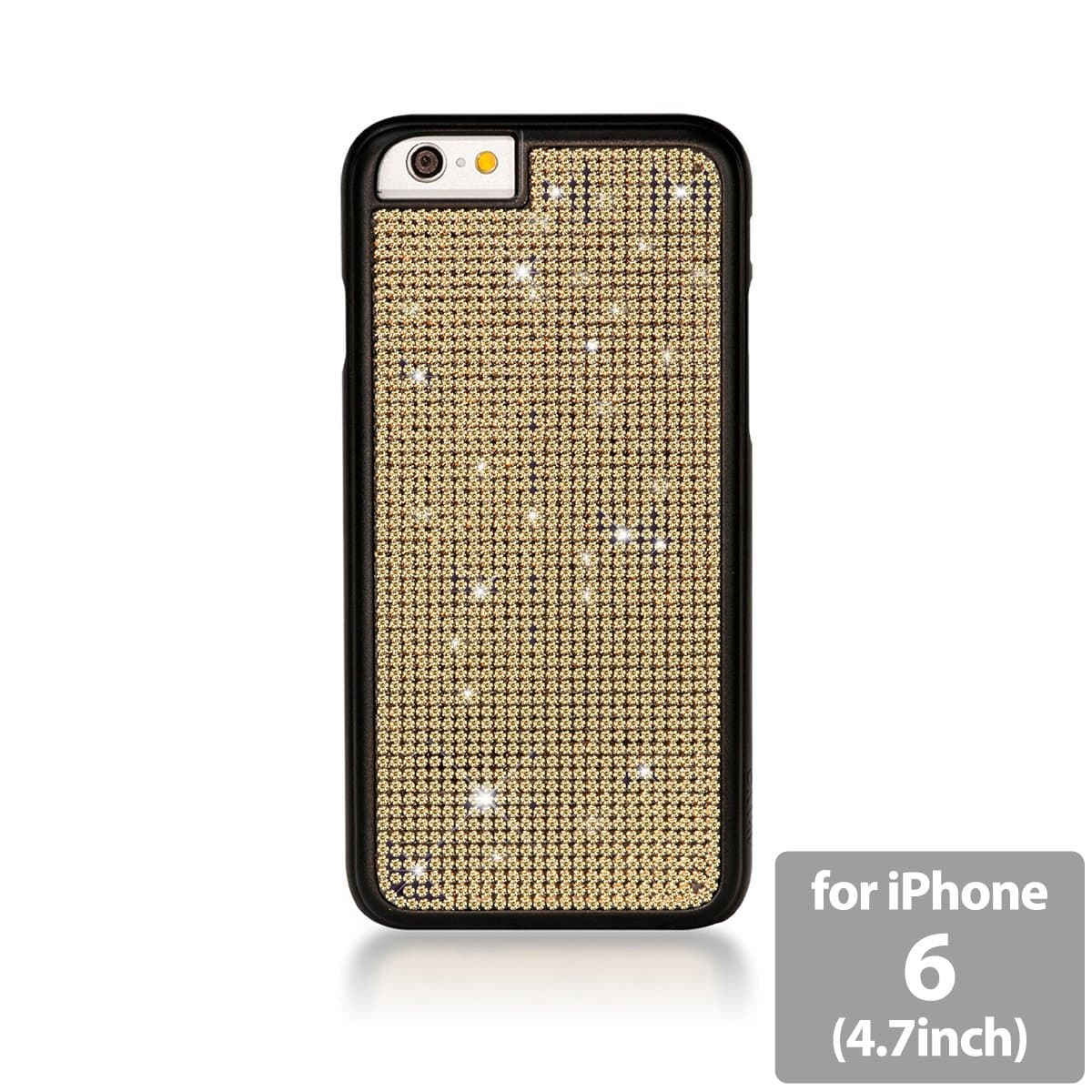 Bling My Thing Black Case with Genuine Crystals for iPhone 6 4.7-Inch - Retail Packaging - Black/Gold Crystals