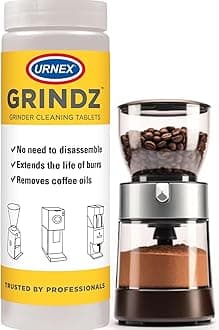 Urnex Grindz Professional Coffee Grinder Cleaning Tablets - 430 grams - All Natural Food Safe Gluten Free - Cleans Grinder Burr and Casing - Help Extend Life of Your Grinder