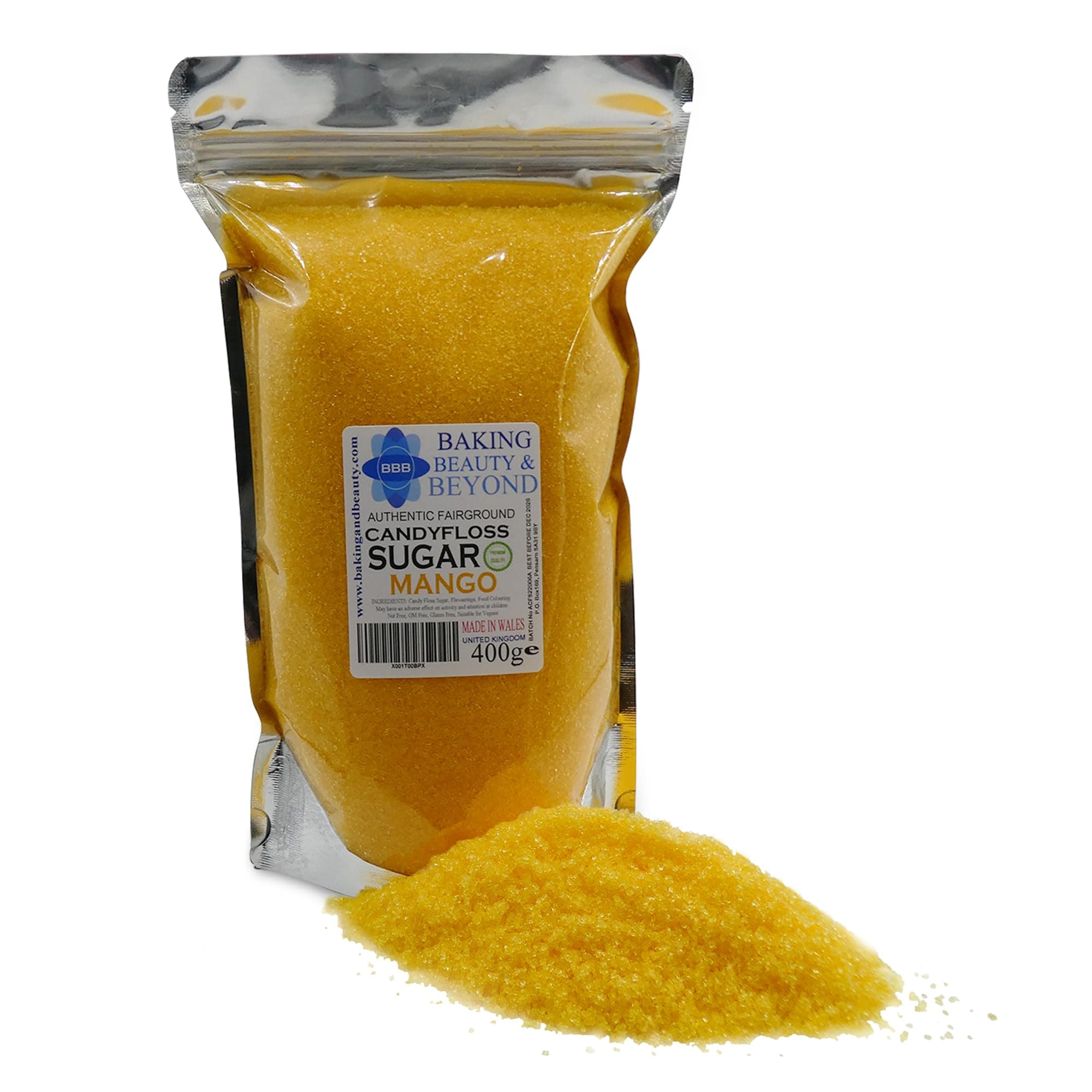 Baking Beauty and Beyond Premium Candy Floss Sugar 400g - Mango Flavour