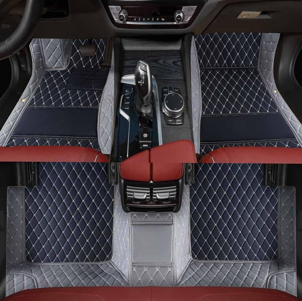 Custom Personalized Floor Mats ，Luxury Full Coverage All Weather Car Floor Mats，Anti-Slip Leather Car Mat Set ，Custom Floor Mat， for 99% of Cars, Trucks & SUV. (Black+Gray)