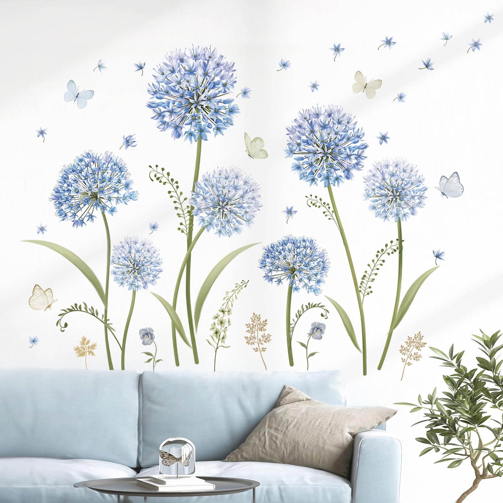 Blue Dandelion Flower Wall Decals