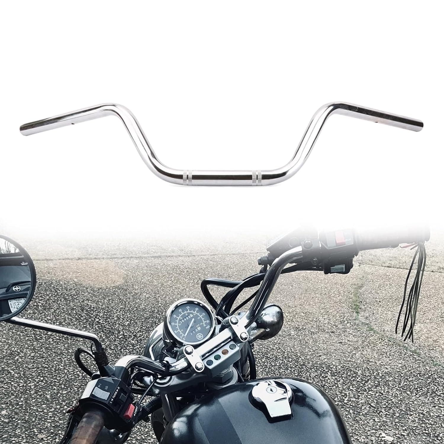 AnXin Motorcycle 7/8" Drag Handlebars High-Rise Tracker Handle Bars Universal For Sportster XL 883 1200 Cruiser Bobber Custom Chopper Softail Dyna Tour Glide Road CG125 Chrome