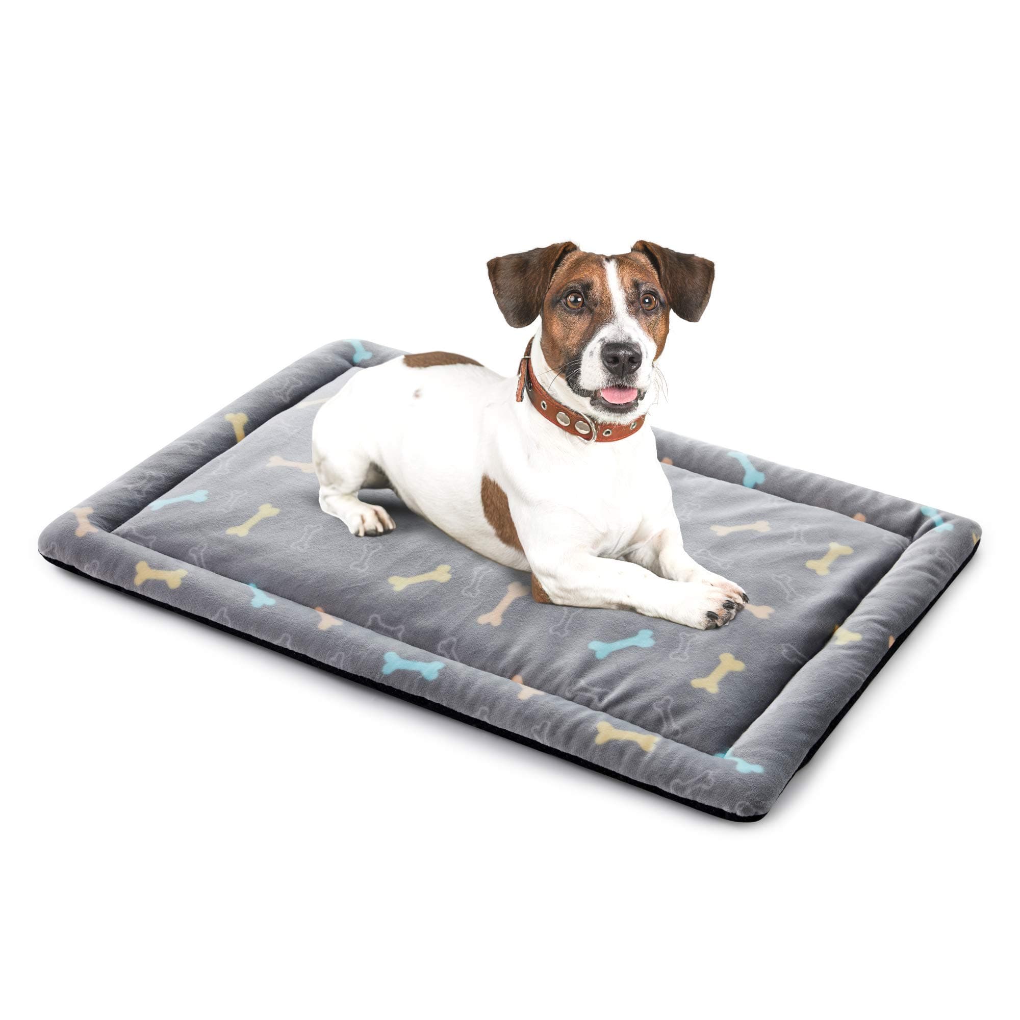 Extra Softness 46 X 30 Inches Pet Sleeping Mat for Small Medium Large Dogs Puppies, Non Slip Dog Bed Mat, Grey Bone