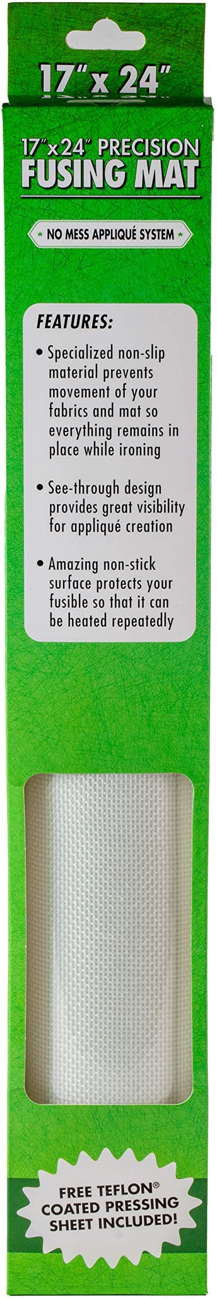 Precision Quilting Tools Fusing Mat (43.18x60) cm Includes Non-Slip mat with See-Through Design for Appliqué Creation, and Bonus Teflon Coated Pressing Sheet!