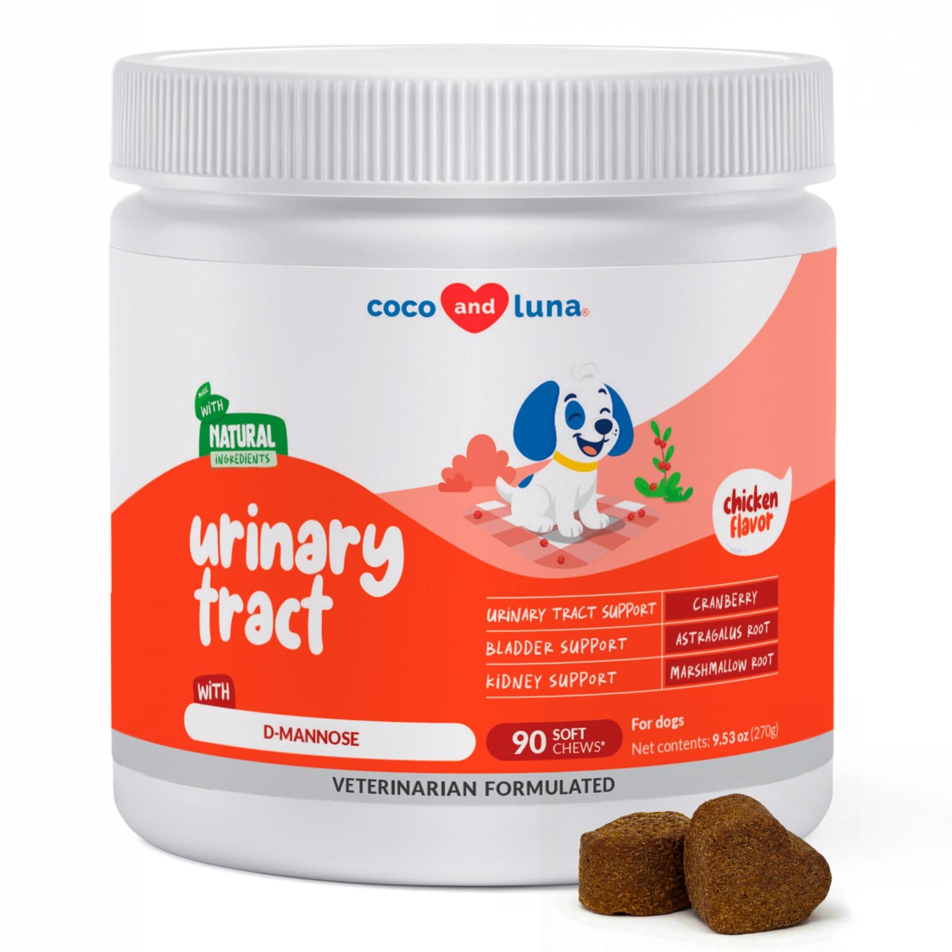 Cranberry for Dogs - 90 Soft Chews - Urinary Tract Support, Bladder Health, Dog UTI, Bladder Stones, Incontinence Support (Soft Chews)