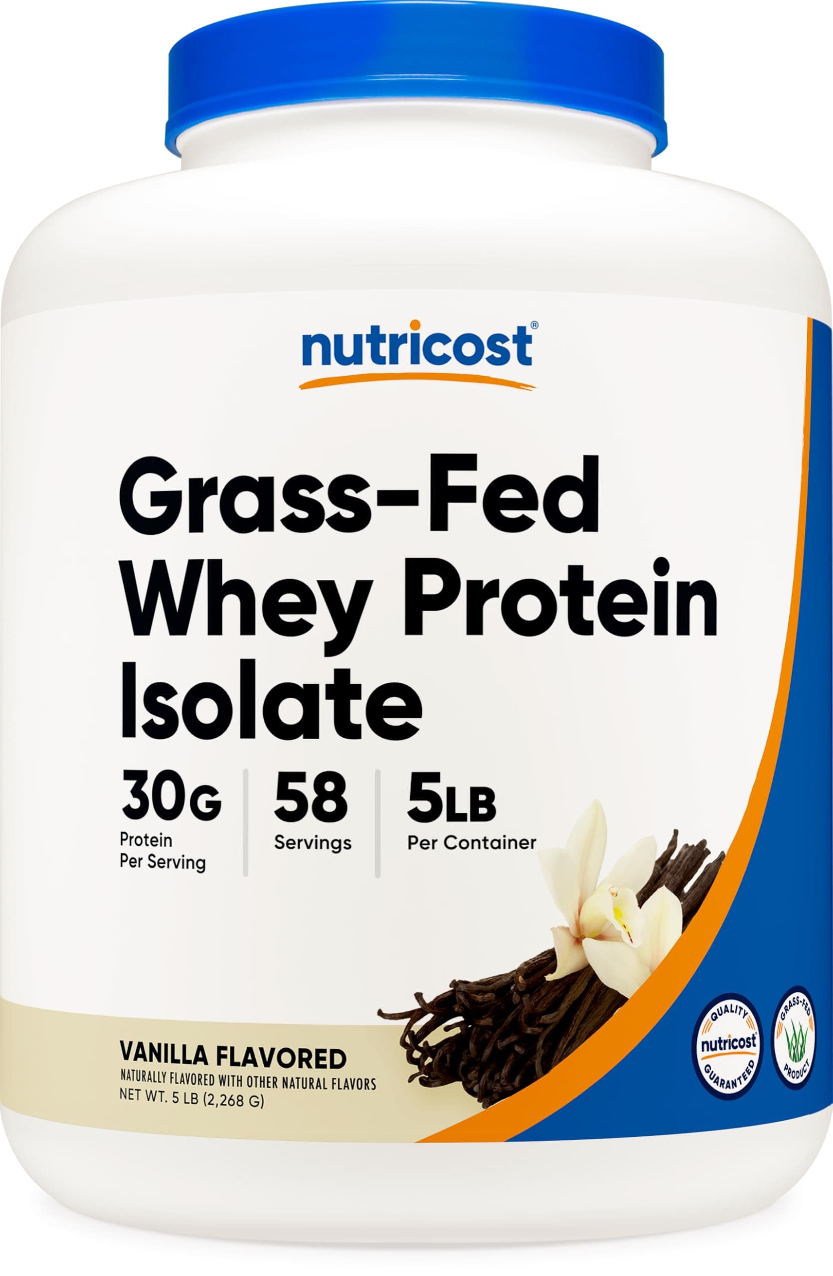 Grass-Fed Whey Protein Isolate (Vanilla) 5LBS - Non-GMO, Gluten Free, Natural Flavors