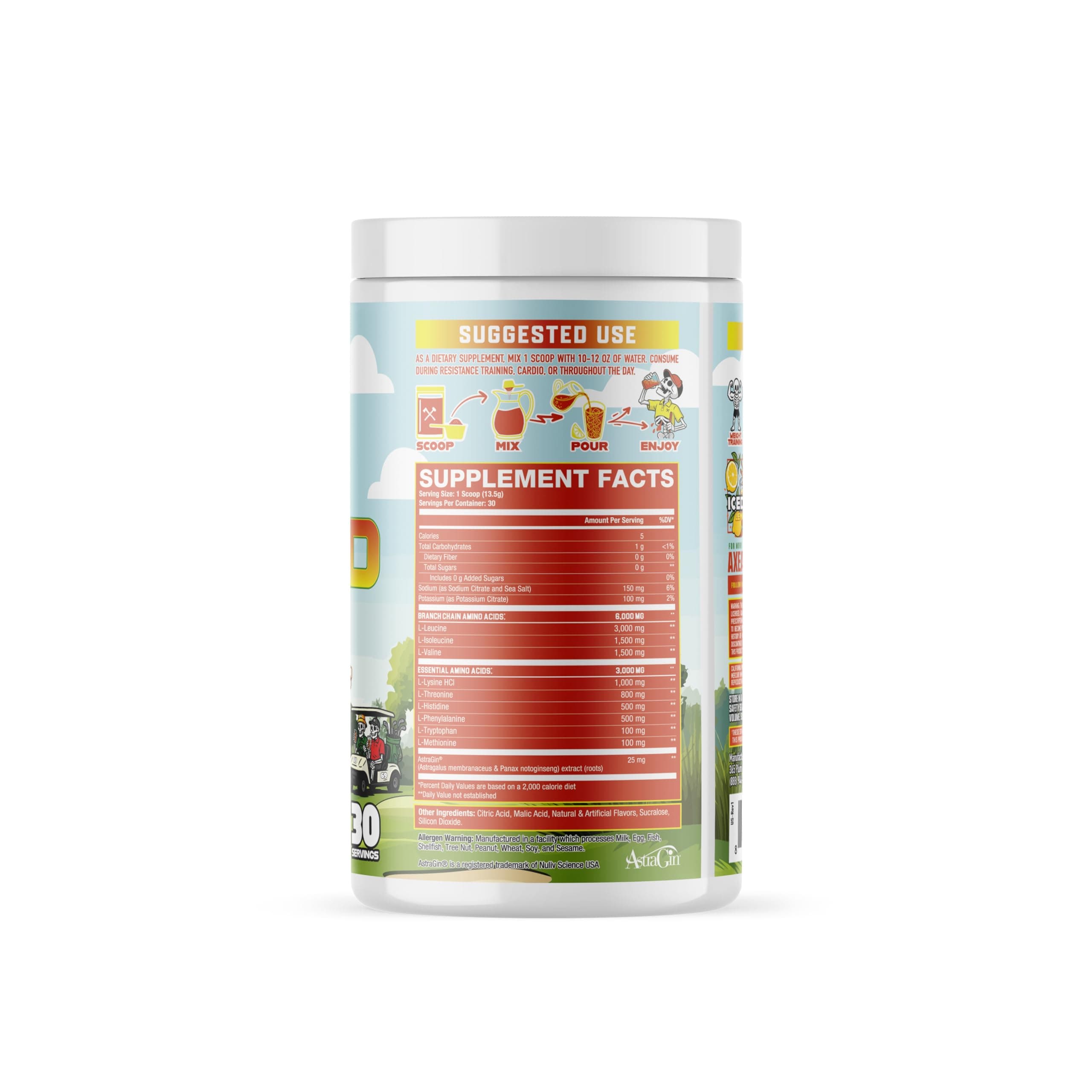 Axe & Sledge The Grind Essential Amino Acids |EAA & BCAA Powder |Muscle Recovery & Electrolytes for Hydration | Stimulant-Free, Vegan | 30 Servings, Dead Golf Guy