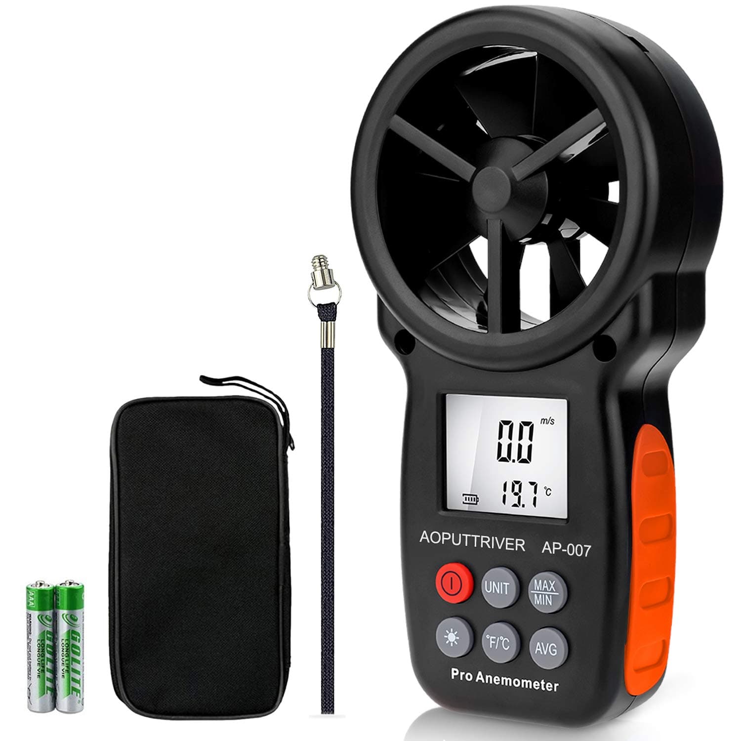 Digital Anemometer Handheld - MAX Up to 69mph,Wind Speed Meter Gauges for Measuring Air Flow,Temperature and Wind Chill with Backlit and Max/Min Data Record (Tripod Included)